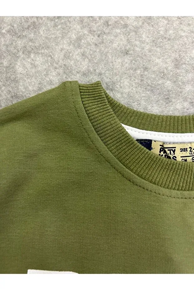 Детские свитшот для мальчиков с принтом Dinosaur Printed Sweat Paty Kids, Haki — фото 3