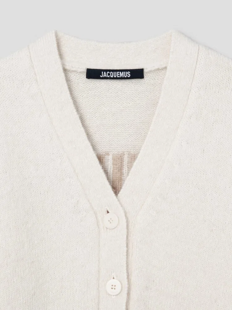Кардиган с жаккардовым лого JACQUEMUS, Light Beige — фото 3