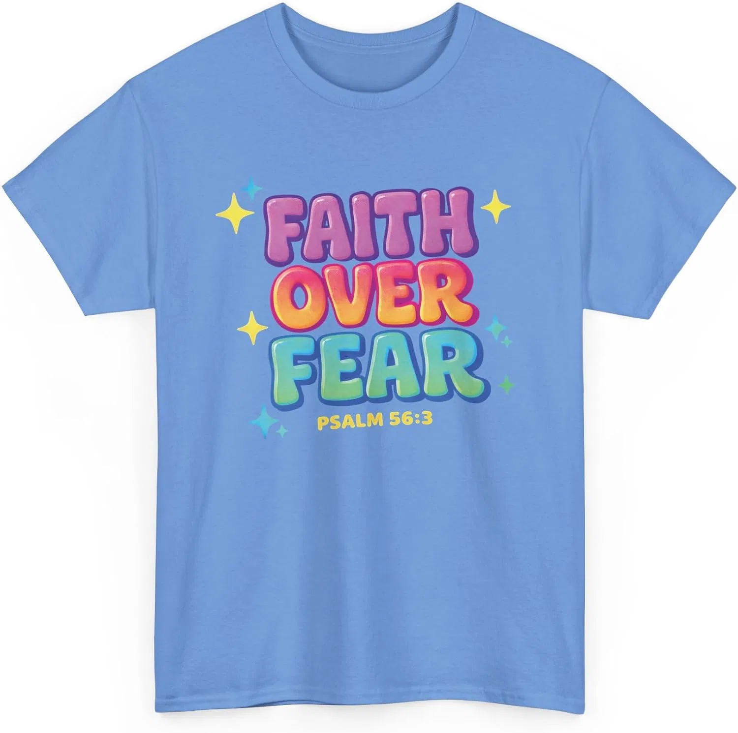 Мужская футболка с принтом Faith Over Fear, светло-голубой