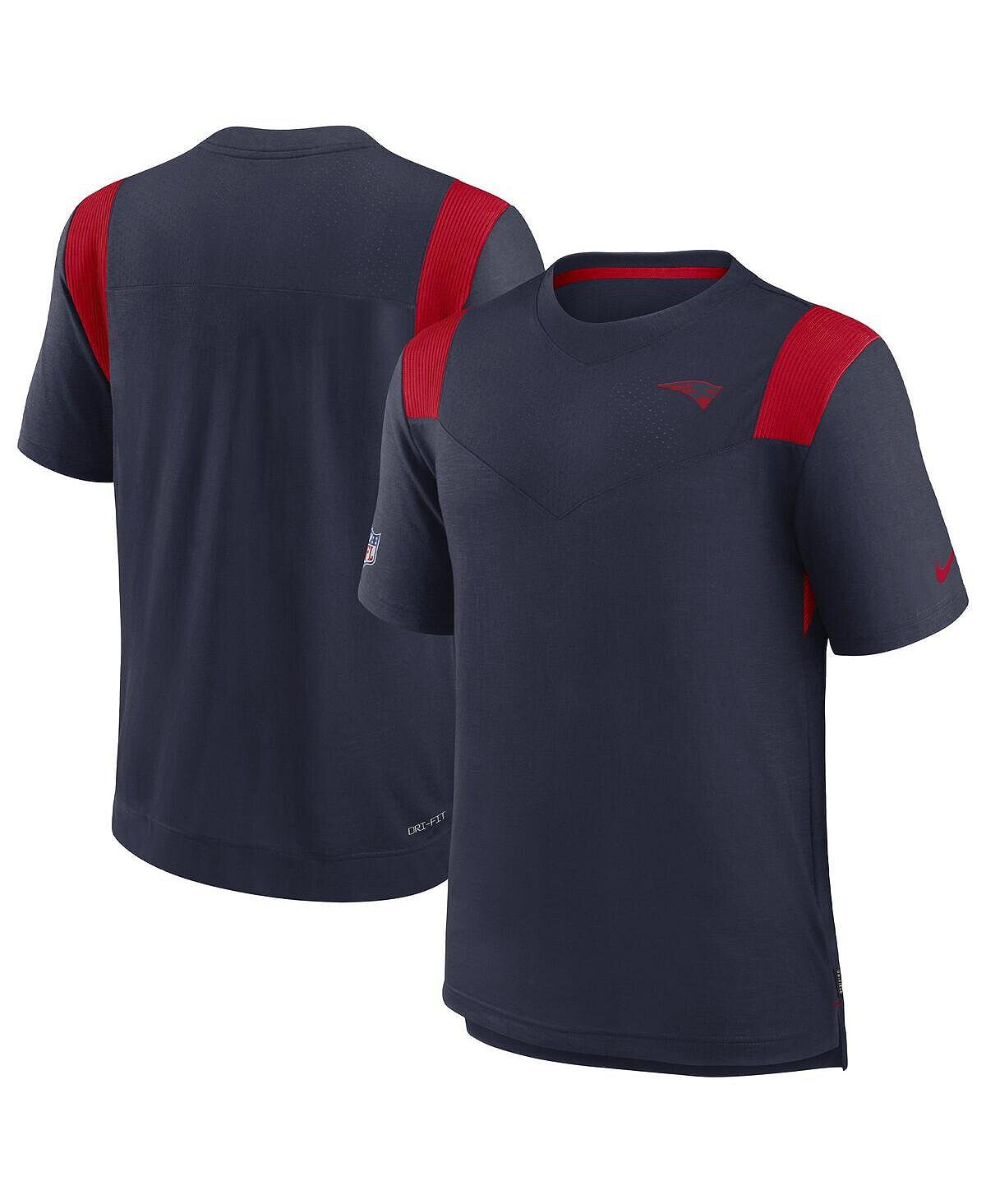 Мужская темно-синяя футболка с логотипом new england patriots sideline performance player Nike, синий — фото 3