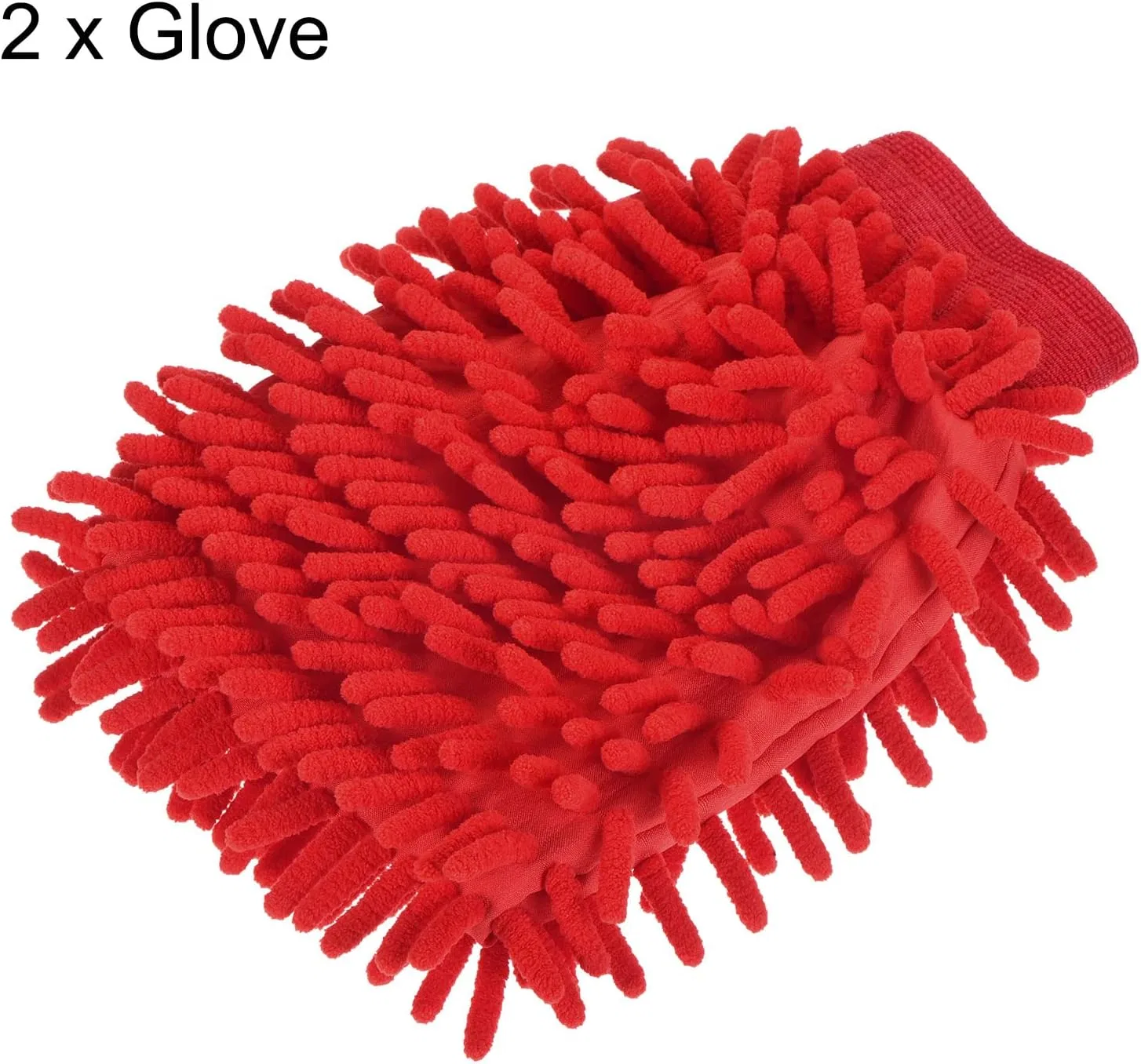 Митенка для мытья, Chenille, 2 шт, 220x150 мм, Rose Red Sourcing Map — фото 3