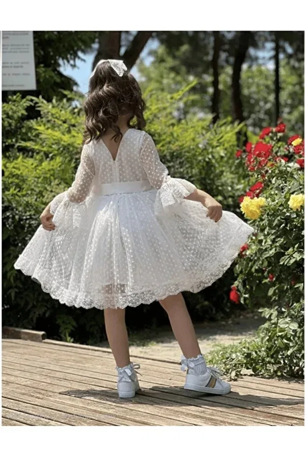Детское платье для девочек с принтом Princess Model Şenkız, White — фото 3