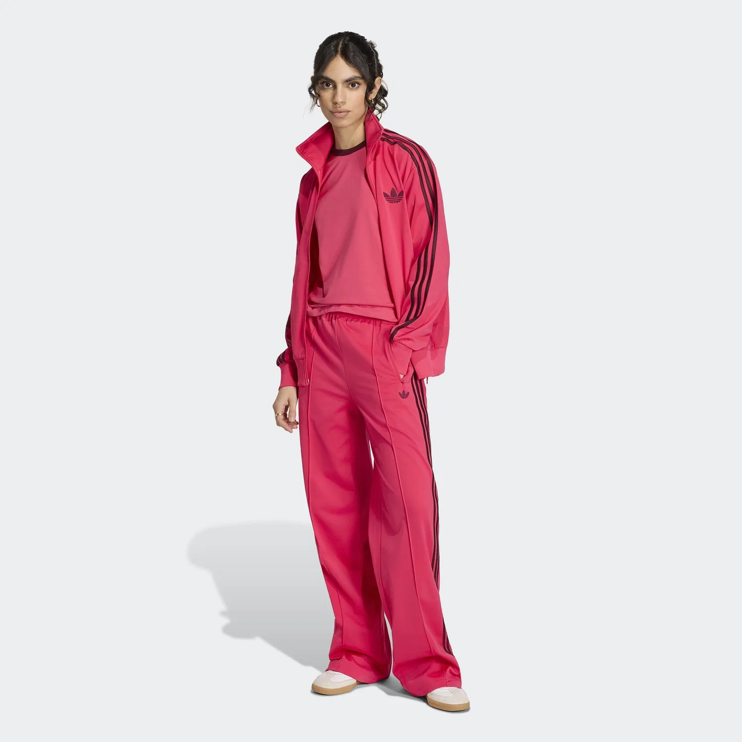 Брюки Adidas Originals с широкими штанинами Firebird розового цвета — фото 4