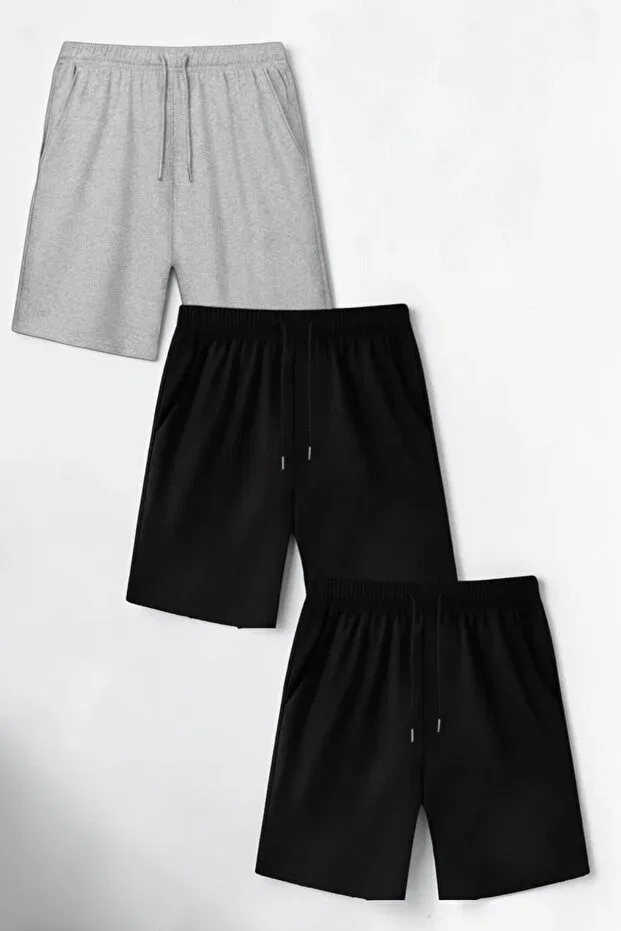 Детские шорты для девочек и мальчиков набор из 3 штук Trendy Merry Store, 2 Black 1 Gray