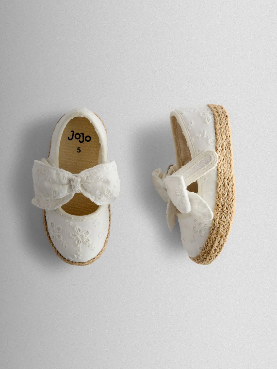 Балетки с бантом и кружевом, JoJo Maman Bébé, белые — фото 3