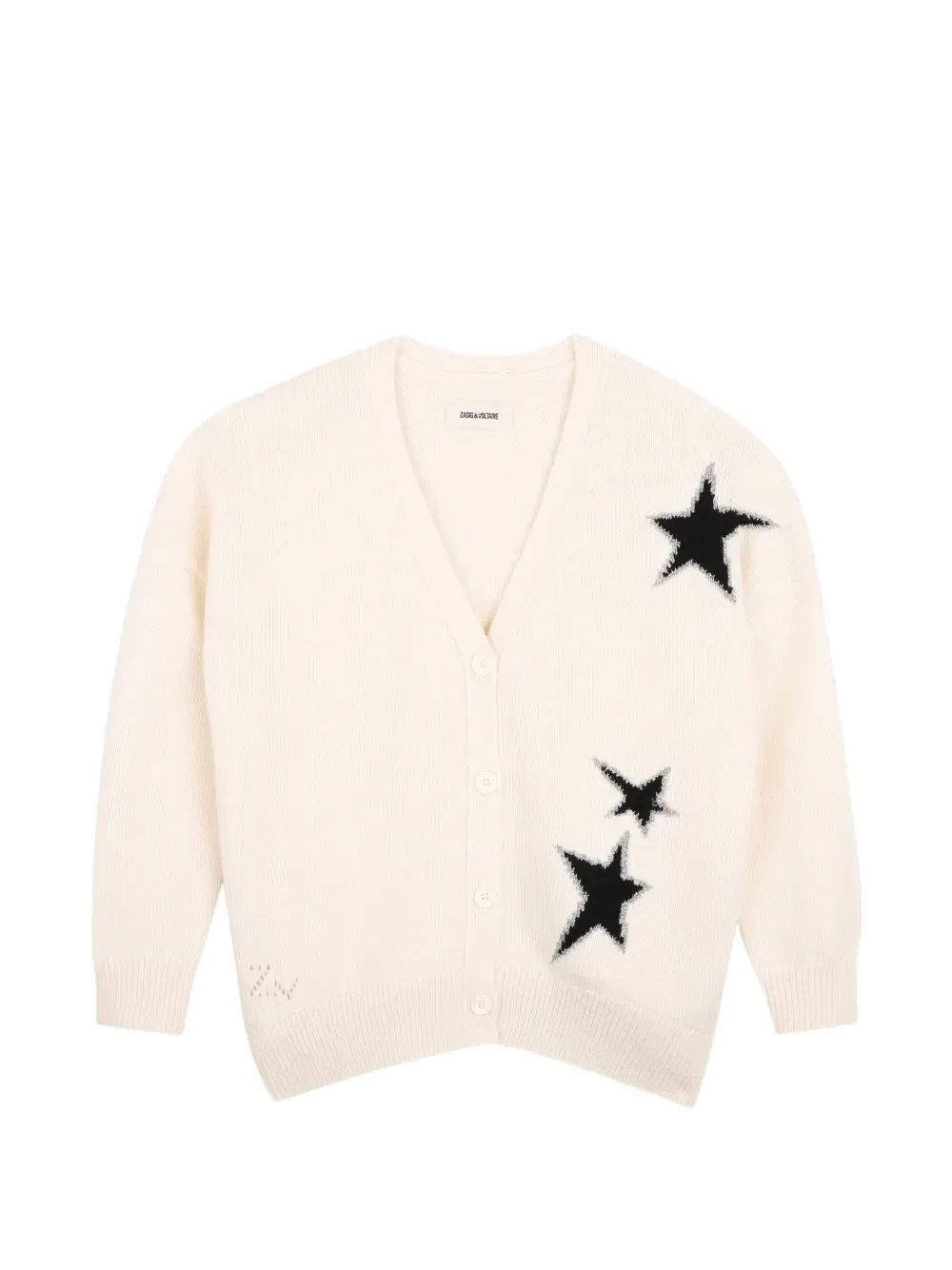 Кардиган с V-образным вырезом и принтом Zadig & Voltaire Kids, бежевый