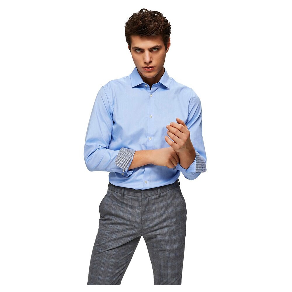

Рубашка с длинным рукавом Selected Slim New Mark, синий