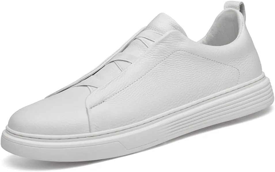 

Мужские повседневные туфли из натуральной кожи с удобной посадкой, дышащие кроссовки для мужчин Abborora, белый