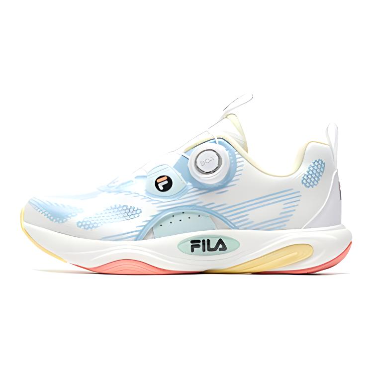 

Fila Kids Неоновые противоскользящие и износостойкие низкие детские беговые кроссовки синего и белого цвета