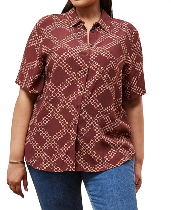 

Рубашка с коротким рукавом и геометрическим принтом Live Unlimited, коричневый