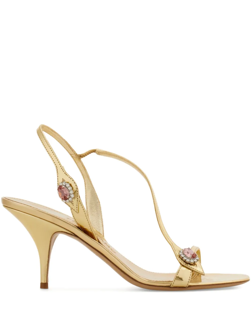 Босоножки с кристаллами Ferragamo, золотистый