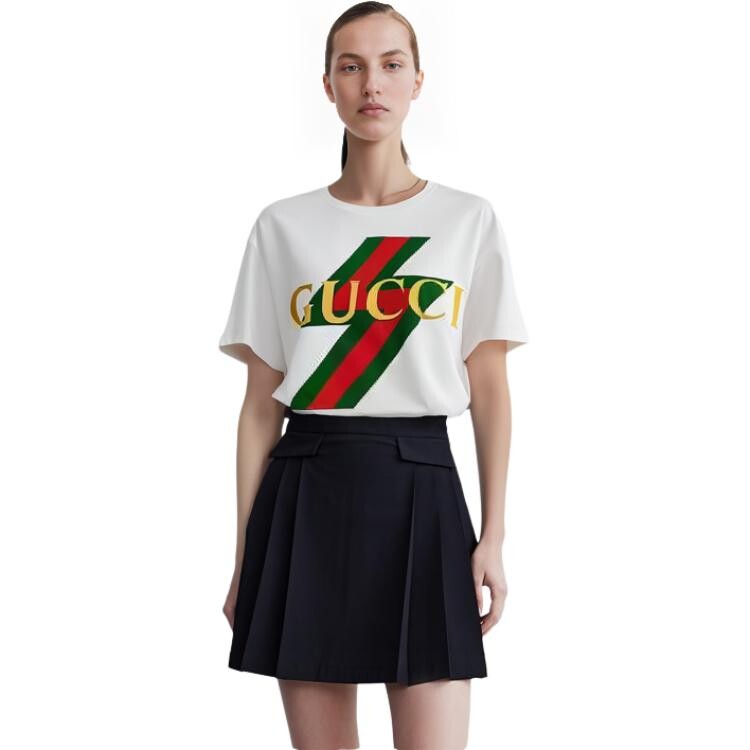 Футболка женская Gucci с логотипом, бежевый — фото 3