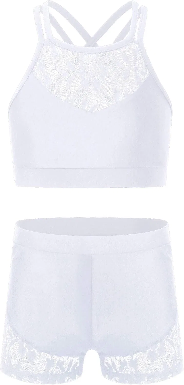 Детский спортивный костюм с кружевом Hansber, 2 предмета, White