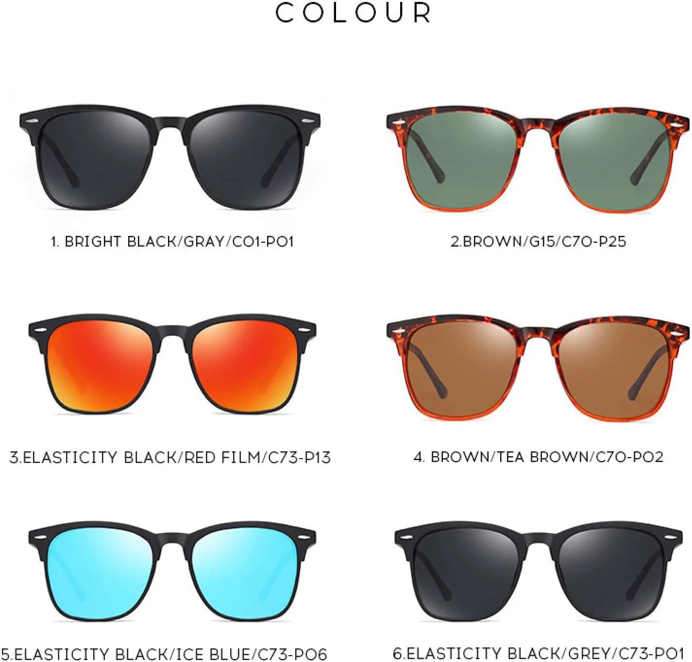 

Мужские поляризованные солнцезащитные очки UV400, женские очки в оправе из поликарбоната для вождения, рыбалки, езды на велосипеде VFDHN, Elastic Black Gray