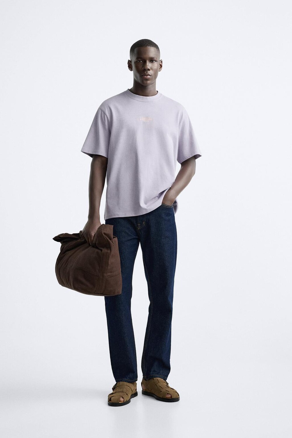 

Футболка с вышитым лозунгом ZARA, лиловый