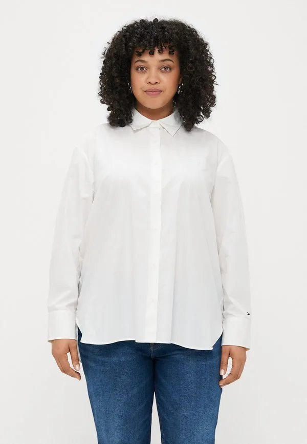Рубашка-Блузка свободного кроя с вышивкой логотипа Tommy Hilfiger Curve, Optic White