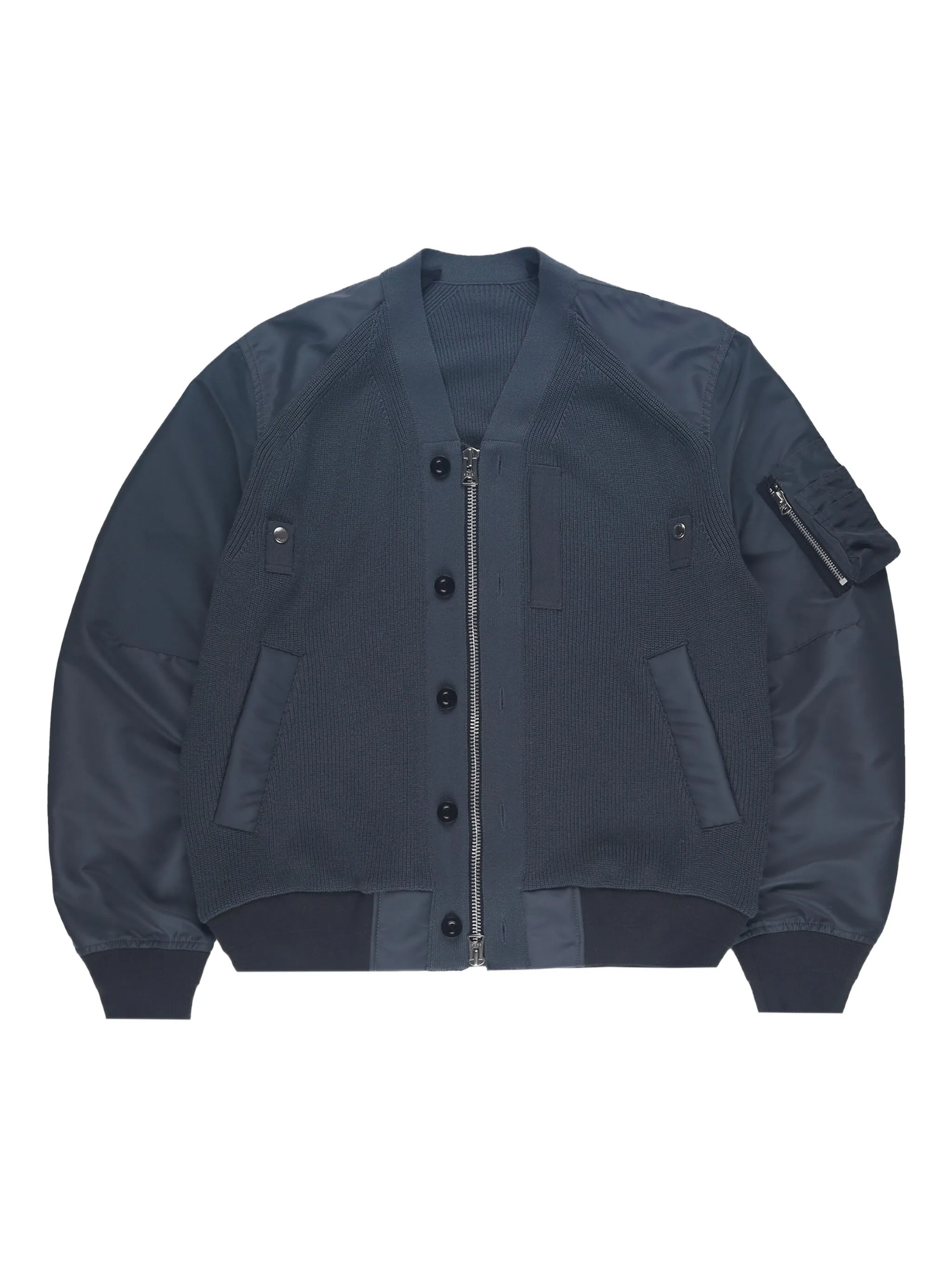 

Бомбер с трикотажными вставками Sacai, синий