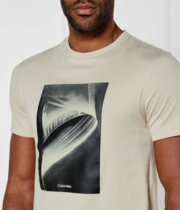 Футболка мужская Calvin Klein с принтом, бежевый — фото 4