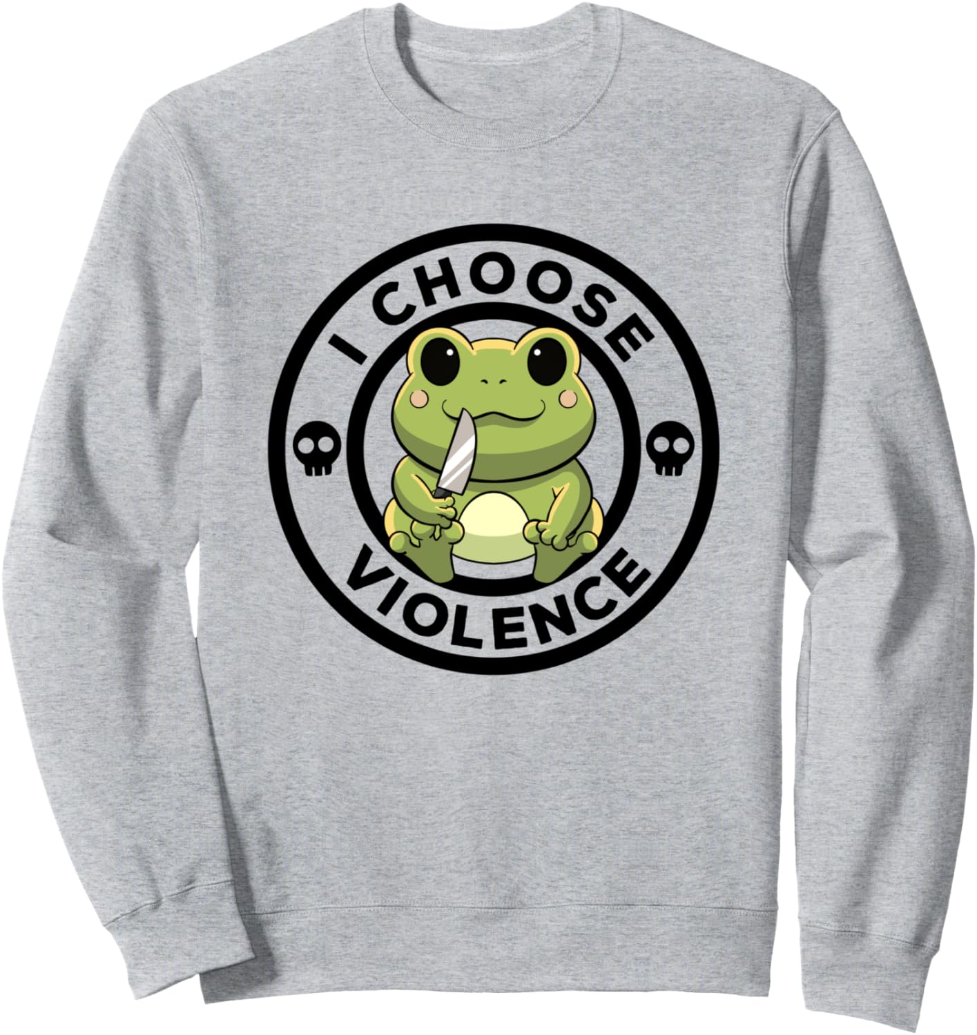 

Я выбираю насилие. Любитель лягушек. Милый заклинатель лягушек. Забавная толстовка с лягушкой Choose Violence Frog Mad Frog Kawaii Crazy Frog, серый