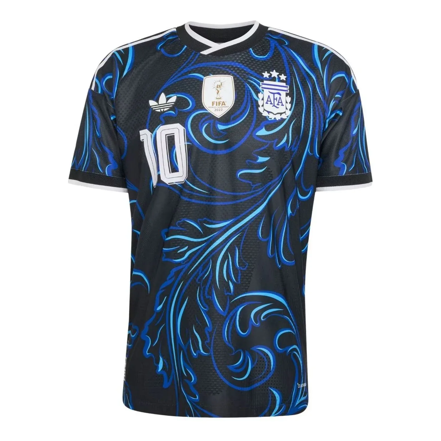 Оригинальная выездная футболка Месси Adidas Argentina 26, цвет «черный, светло-голубой»