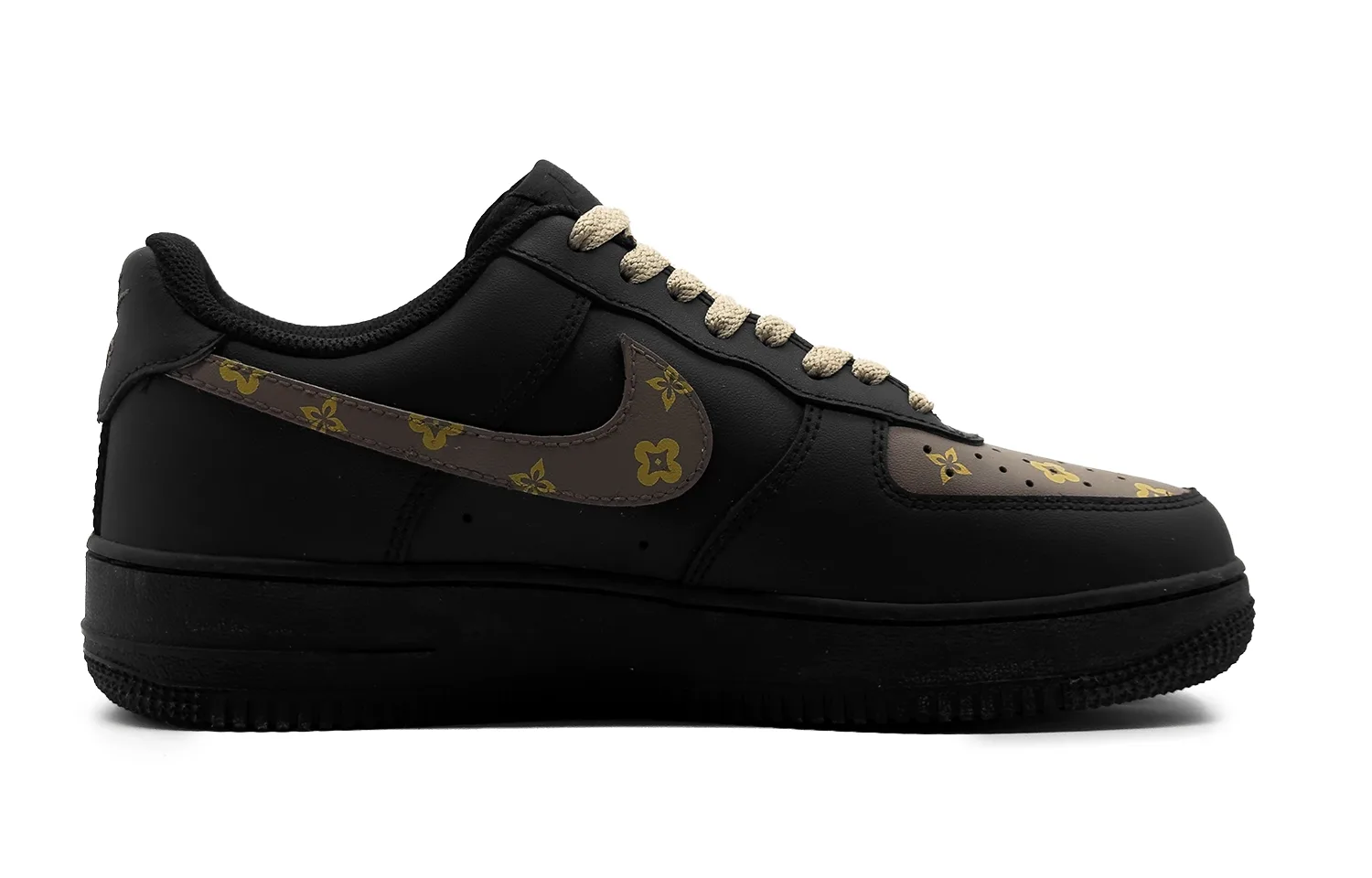 Nike Кроссовки Air Force 1 Luxury Design Leather мужские, черно-коричневые, с защитой от истирания и скольжения — фото 3