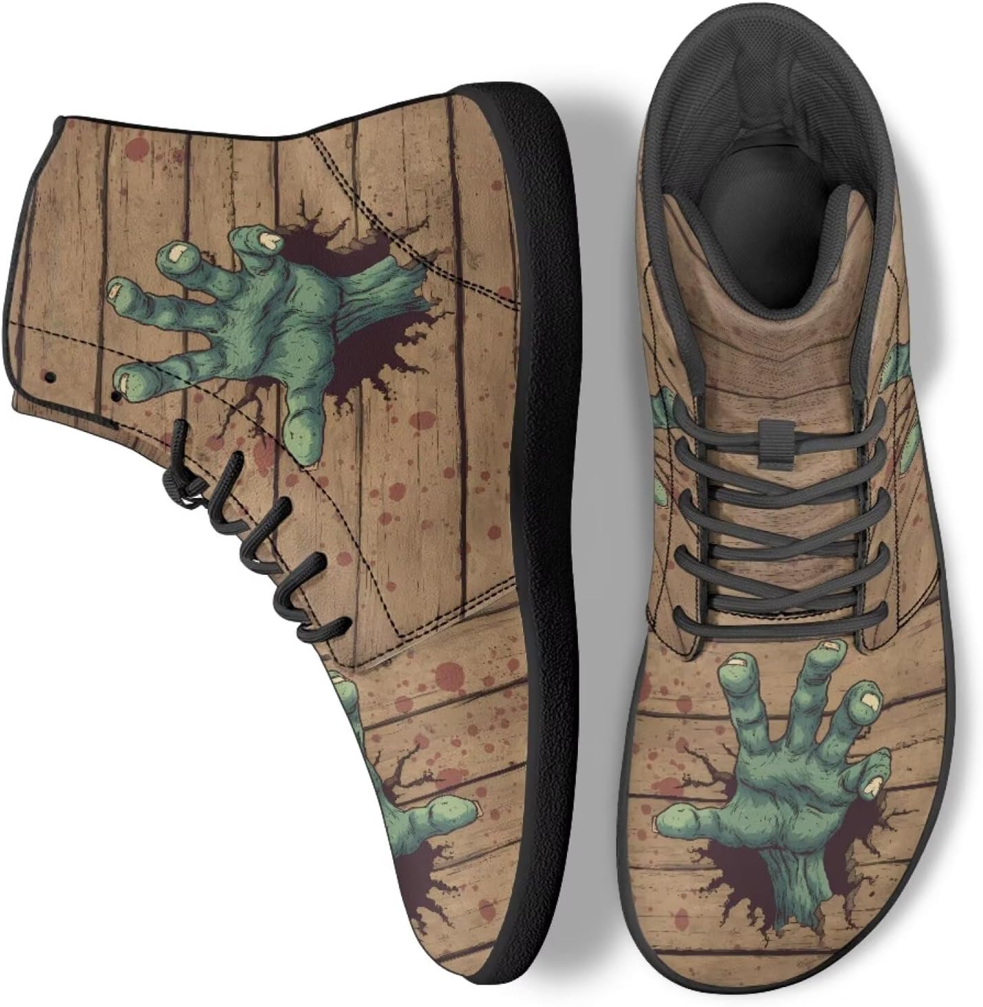 

Унисекс высокие кроссовки для бега для женщин и мужчин, обувь для ходьбы, тренировочные кроссовки из ПУ-кожи Ecaestolph, Hand Brown Wood Design