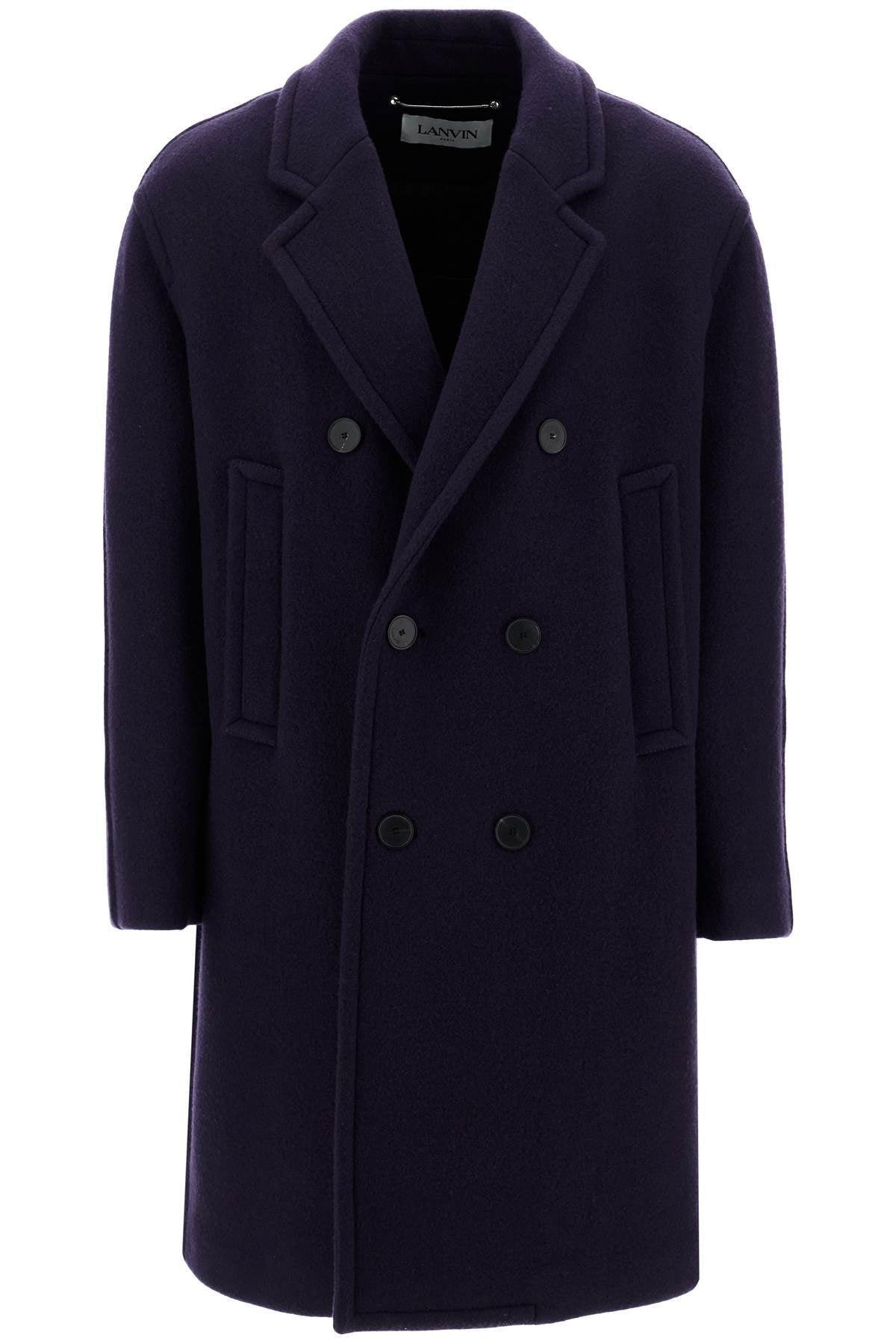 

Двубортное мужское пальто из плотной шерсти Lanvin, синий