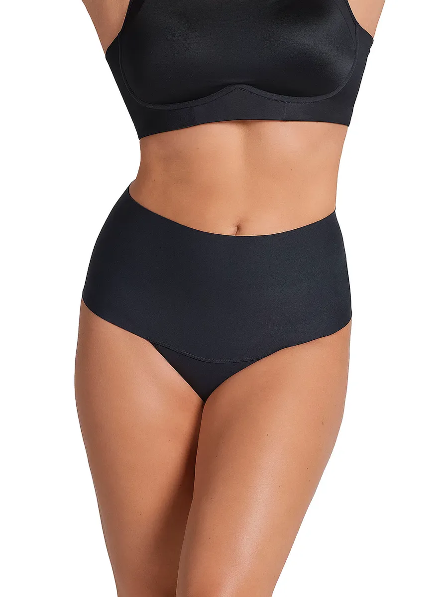 

Формирующие трусики-стринги с высокой талией и плотной компрессией Leonisa Shapewear, черный