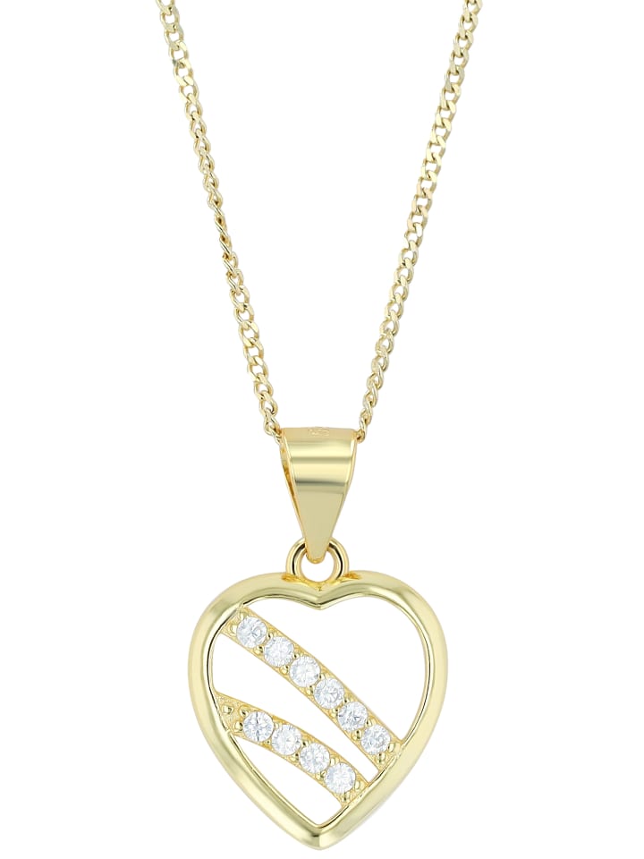 

Adeliás Женский кулон - Сердце. Кулон в форме сердца из серебра 925 пробы с кубическим цирконием в золотой оправе
