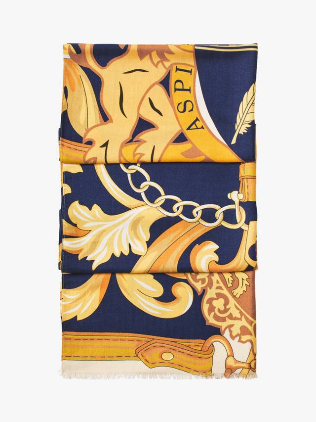 

Шерстяной шарф с принтом Aspinal of London, Heritage Navy/Multi