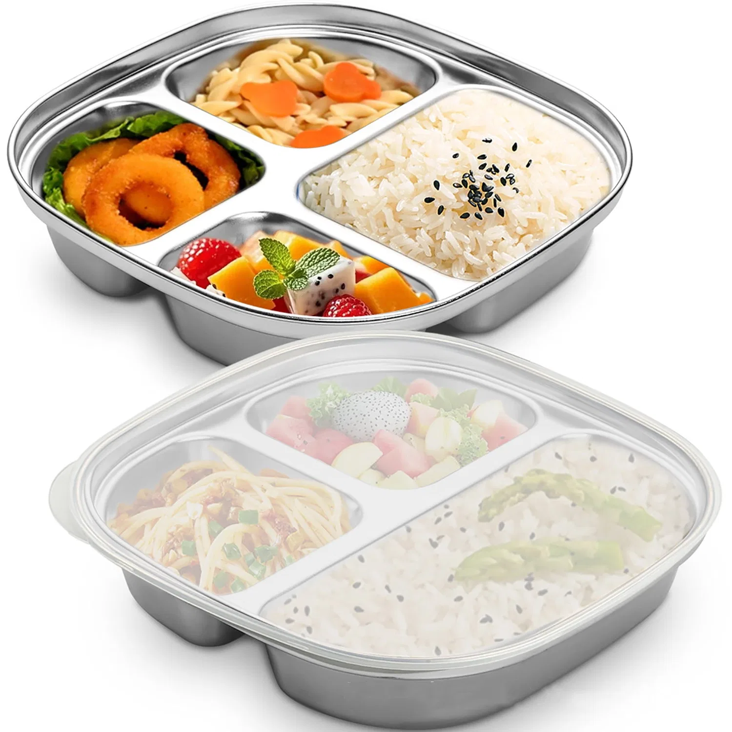 Тарелка детская с секциями 4 compartments, 304 stainless steel, Karymi, silver — фото 3