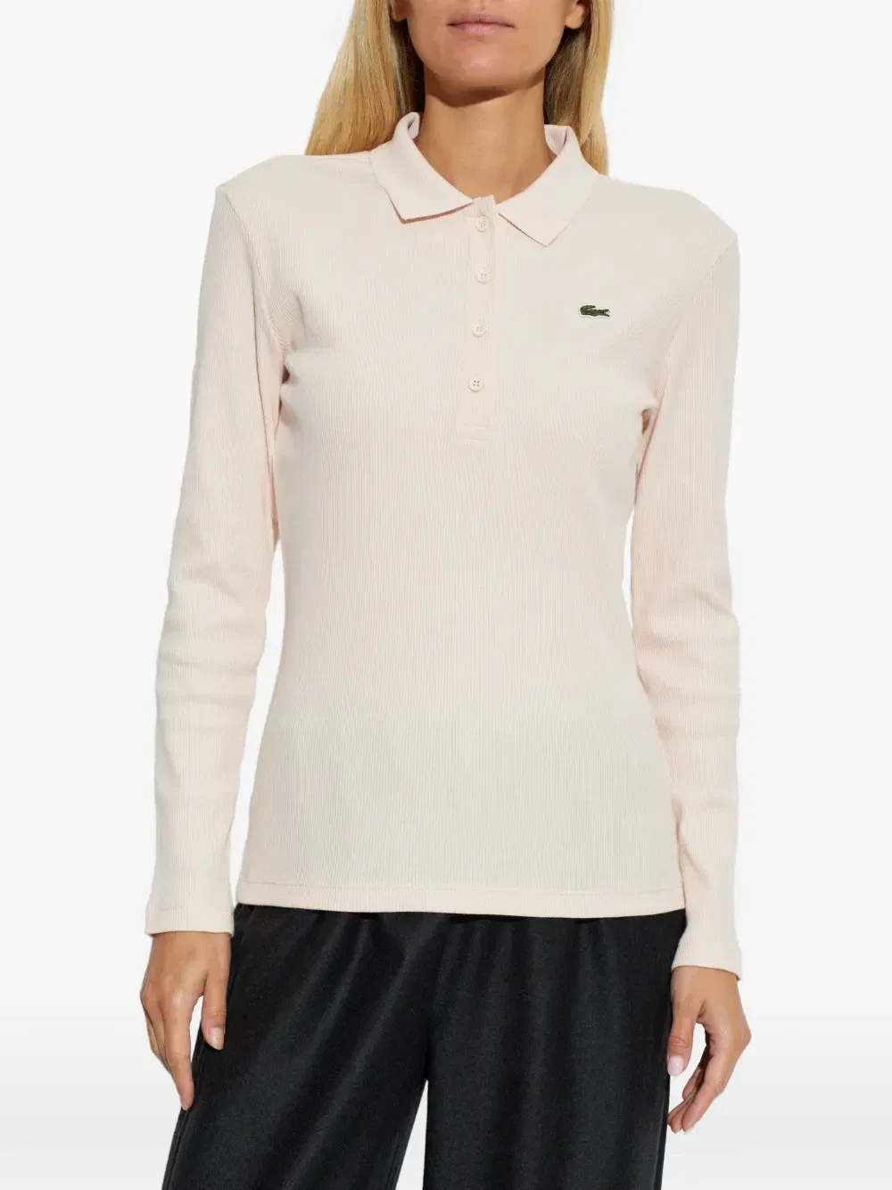 Ребристая рубашка поло с длинным рукавом Lacoste, розовый — фото 3