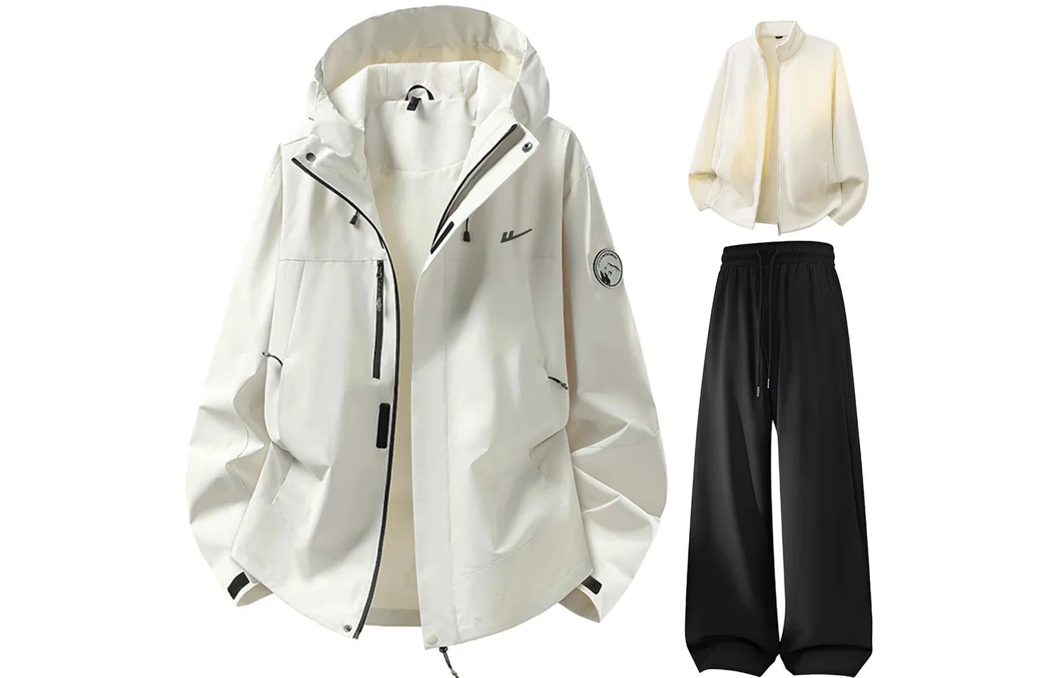 Детский комплект куртка и брюки с капюшоном, ветрозащитный, Khaki Liner Black, WARRIOR