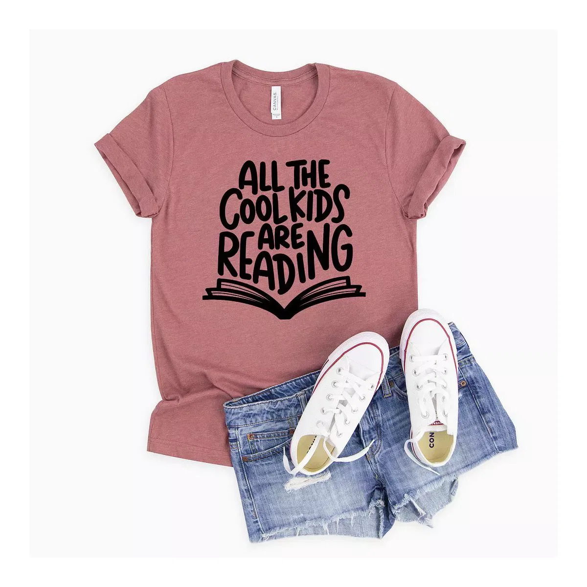 Детская футболка с принтом All The Cool Kids Are Reading The Juniper Shop, Mauve — фото 2