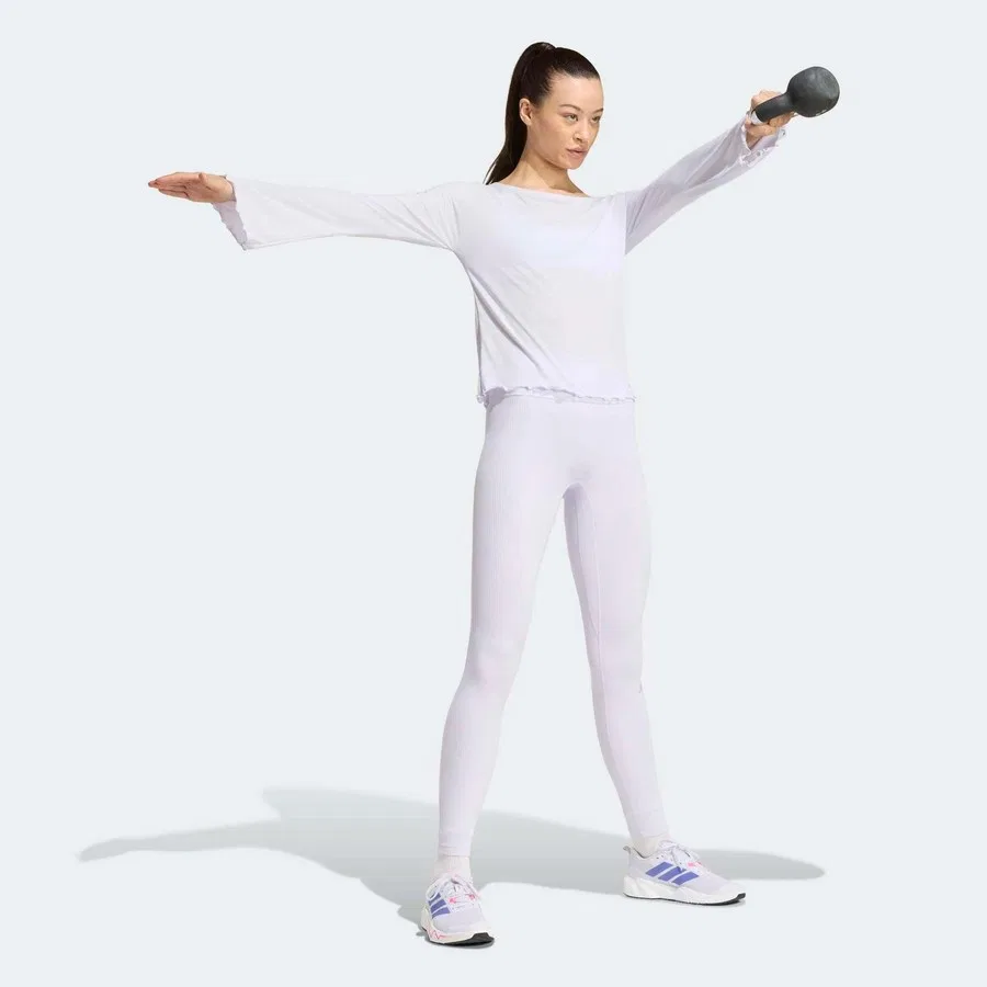 Женские леггинсы с ребристой текстурой All Me Rib adidas, Фиолетовый — фото 3