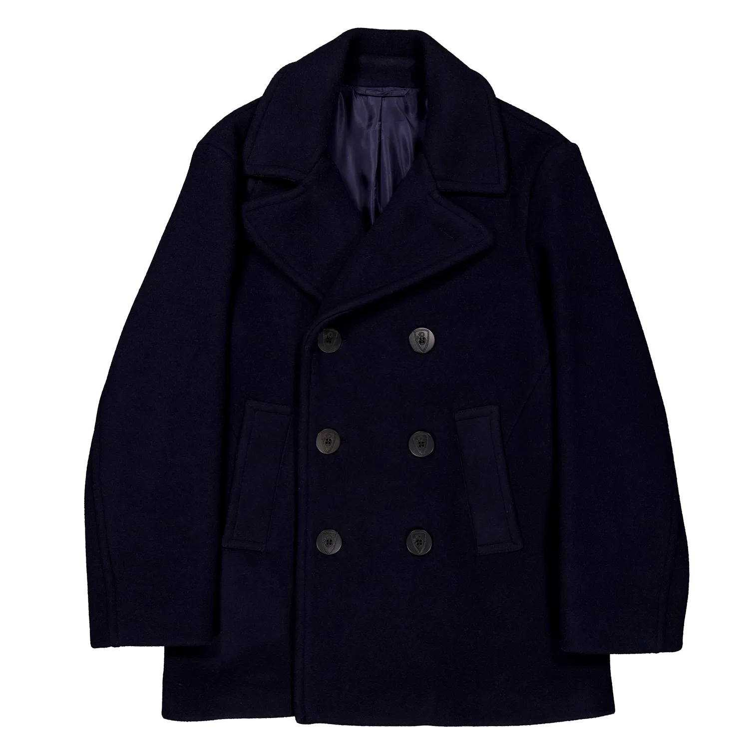 Пальто двубортное шерстяное Double-Breasted Wool Peacoat Burberry, Navy