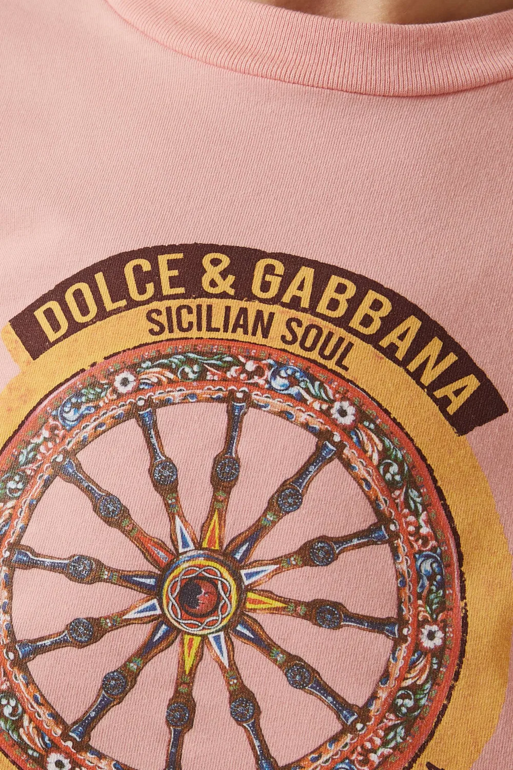 Футболка укороченная с принтом из хлопка с эластаном Dolce & Gabbana — фото 4