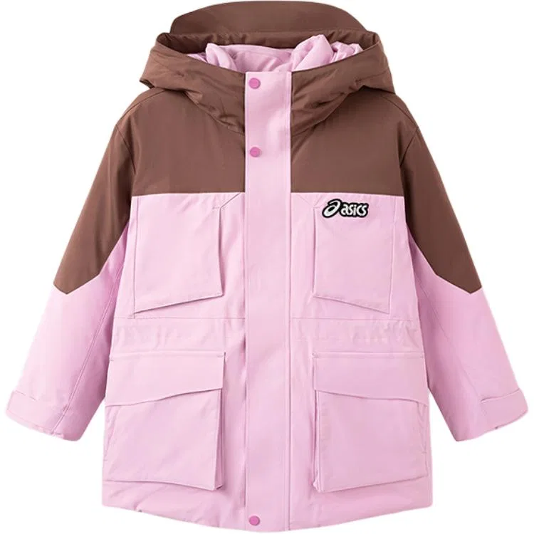 Детская куртка зимняя с капюшоном, ветрозащитная, ASICS, 7000 Pink