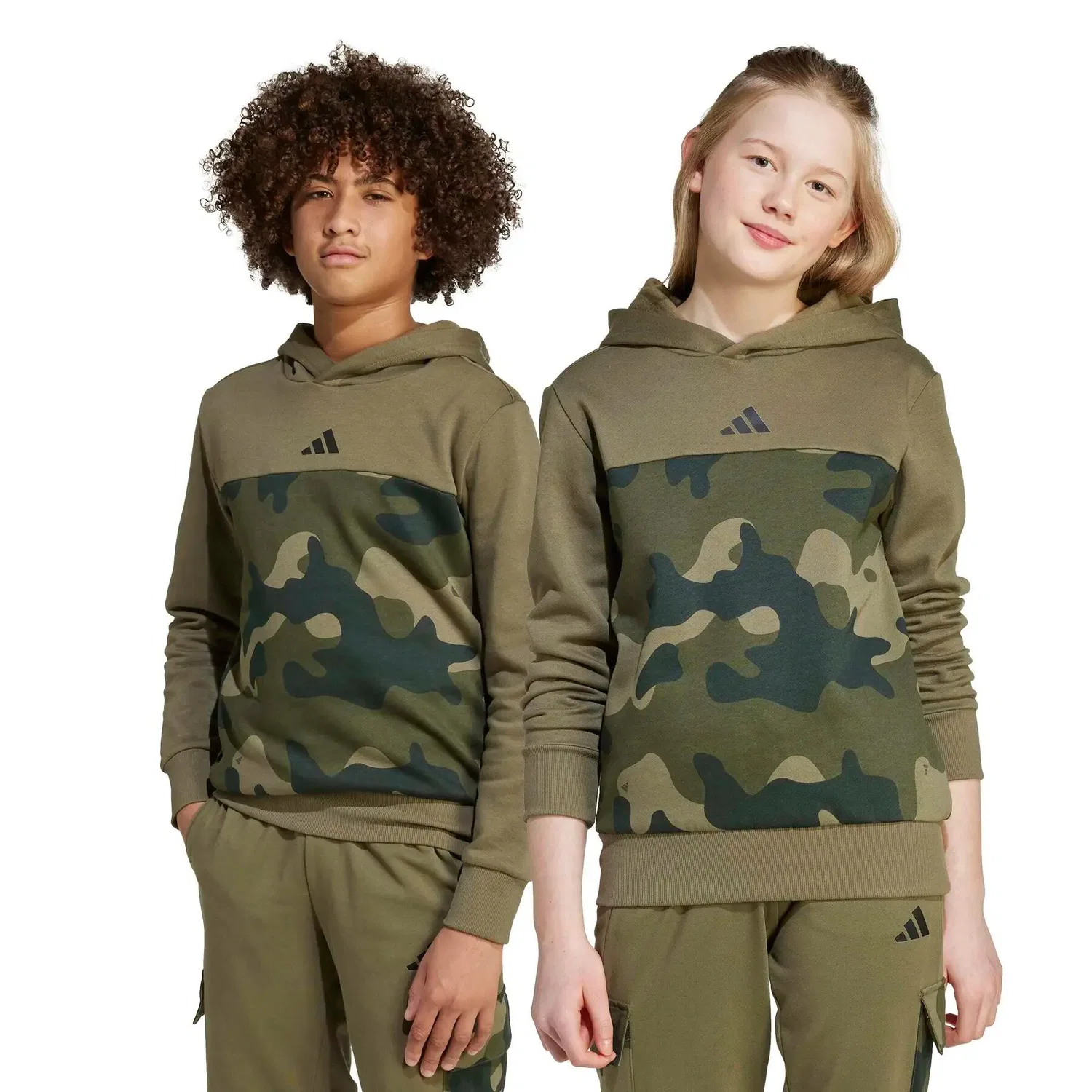 Детское худи с капюшоном с камуфляжным принтом Seasonals Essentials Adidas, Green — фото 3