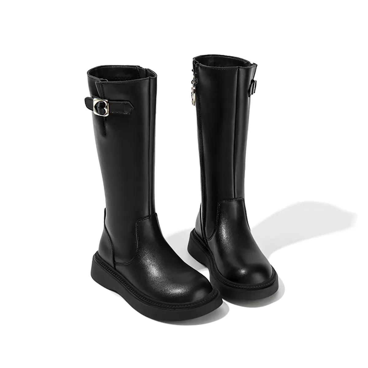 Детские кожаные сапоги с флисовой подкладкой, длинное голенище, Black Unlined, Barbie — фото 4