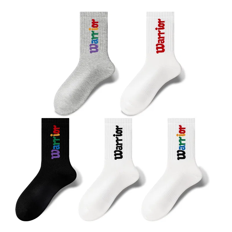 Детские носки до колена с принтом, набор из 5 пар, Warrior, Gray/Red/Black/White