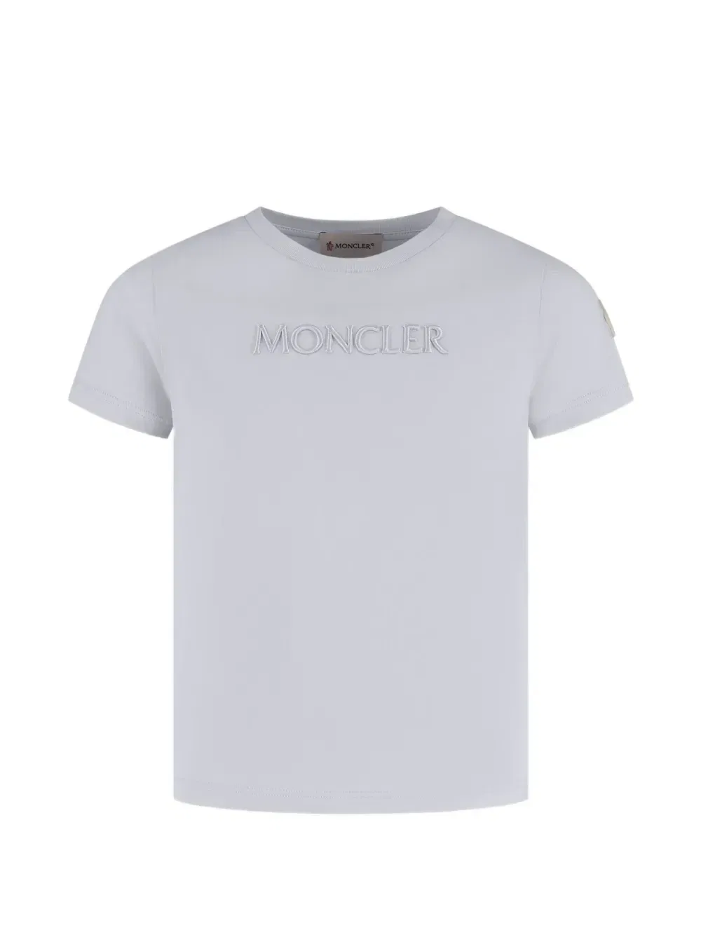 Футболка с логотипом и вышивкой Moncler Enfant, серый