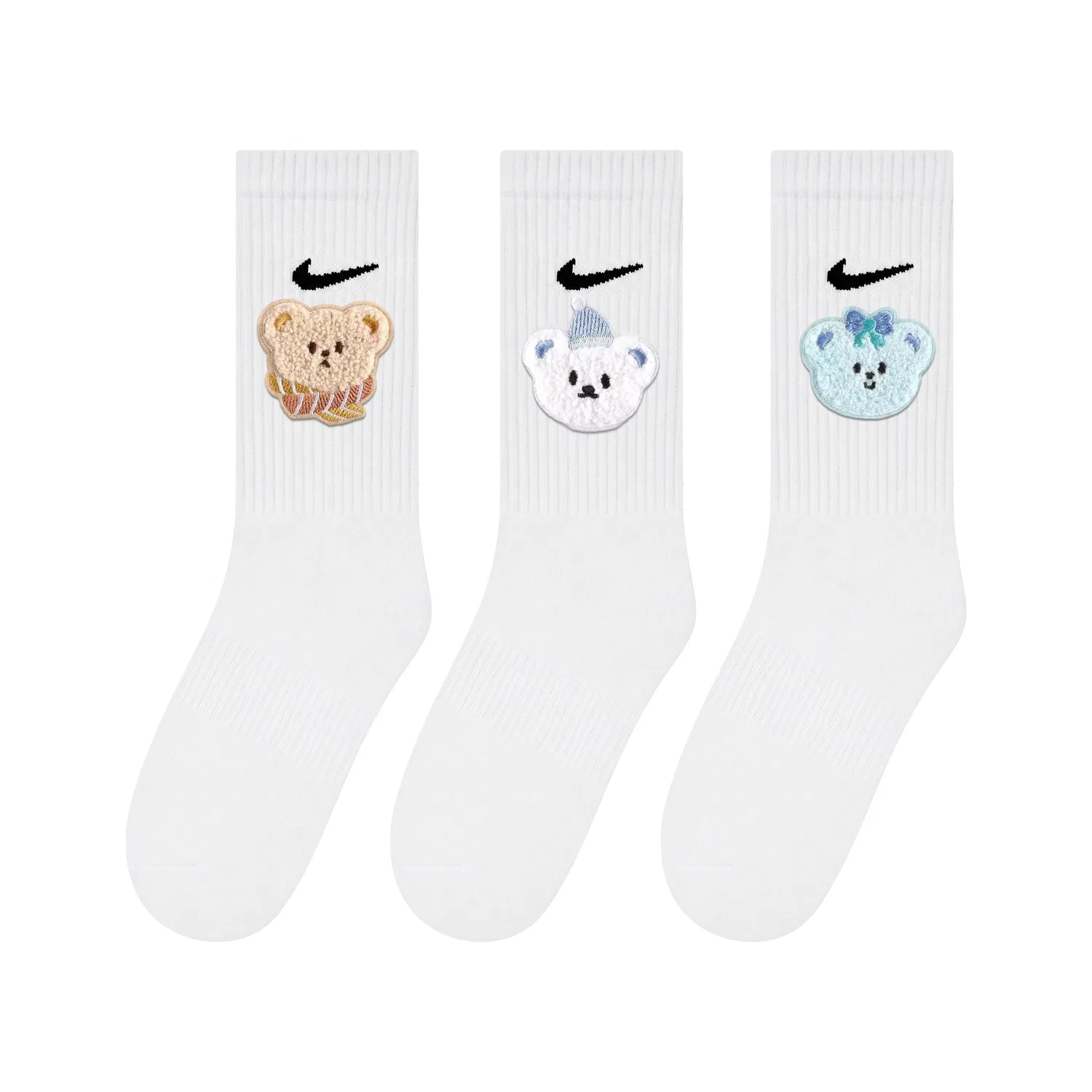 Детские носки с умеренной растяжимостью, комплект из 3 пар, Embroidered-Winter Plush Bear, Nike