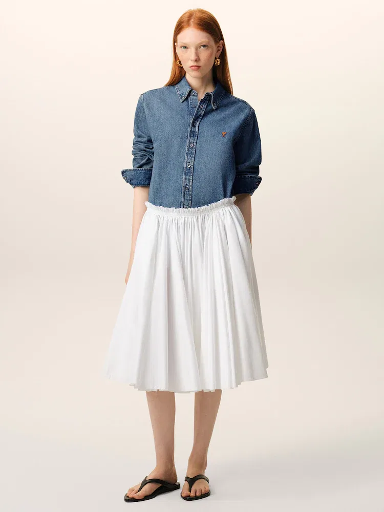 Рубашка с контрастным сердечком Ami De Coeur, Bleu Used AMI PARIS
