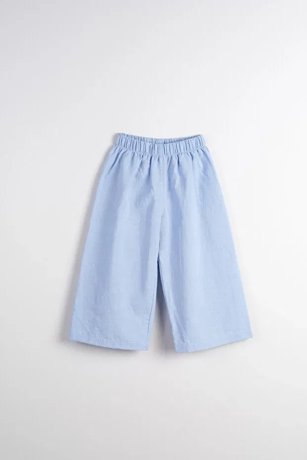 Детские брюки для девочек свободного кроя Linen/Cotton Loose Fit Unisex Kids' Trousers Bondberro, Blue