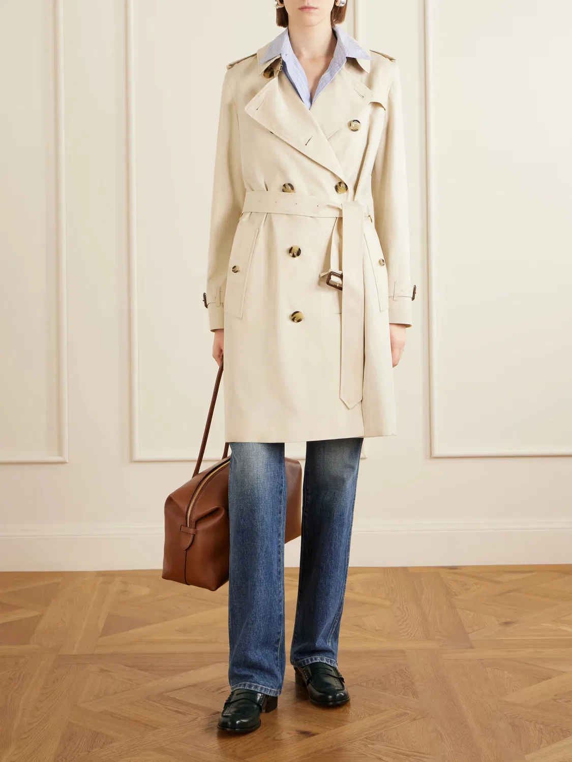 Тренч Кенсингтонский, Burberry, двубортный, с поясом, бежевый — фото 2