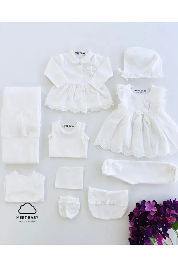 Детский комплект для выписки с платьем Lora Mert Baby, Ecru