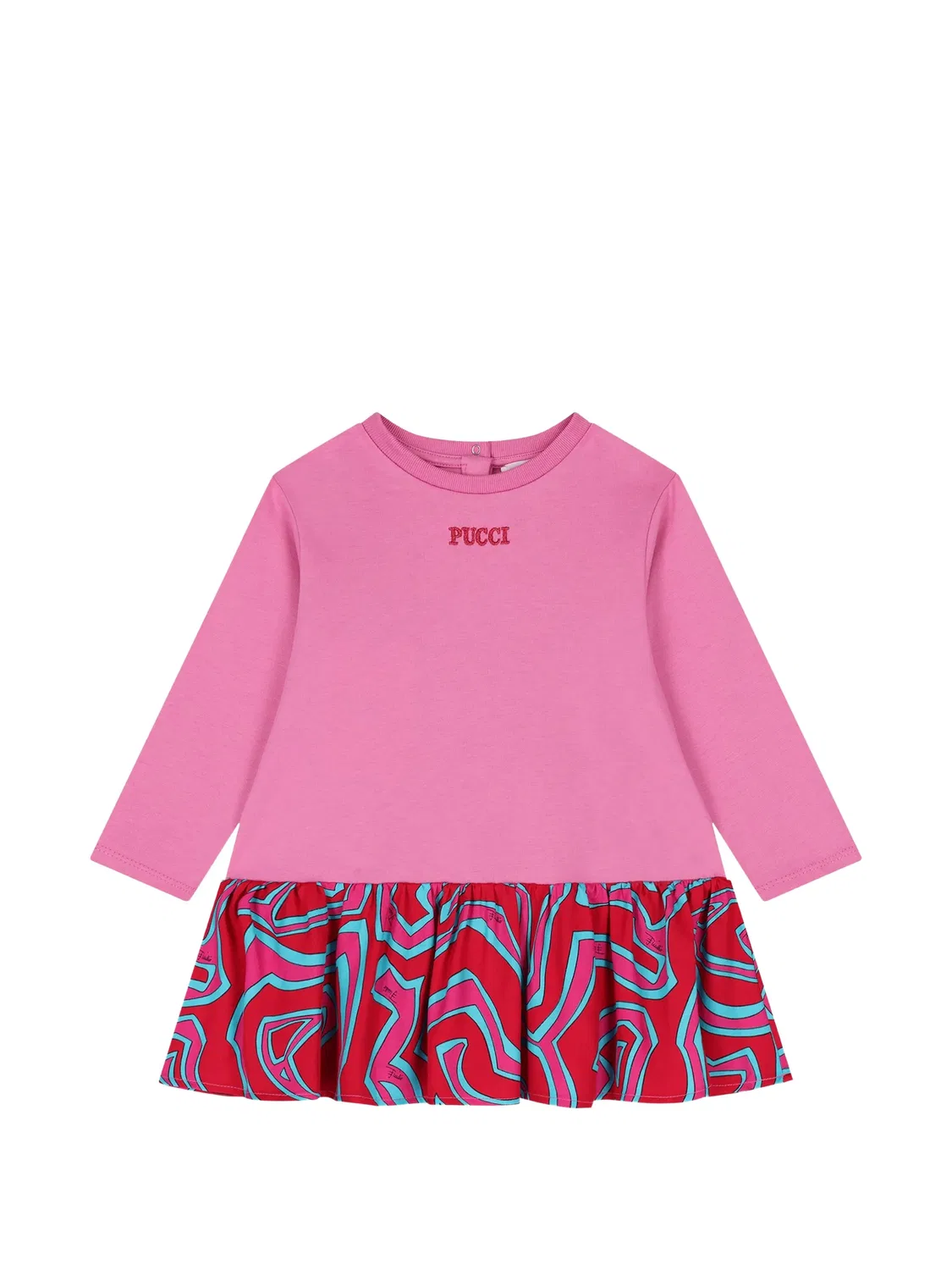 Платье с вышитым логотипом и принтом Labirinto Pucci Junior, розовый