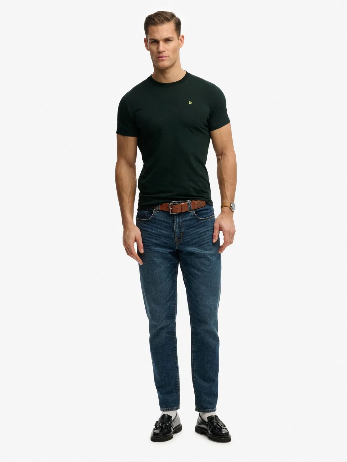 Футболка с вышитым логотипом Superdry Essential, зеленая — фото 4