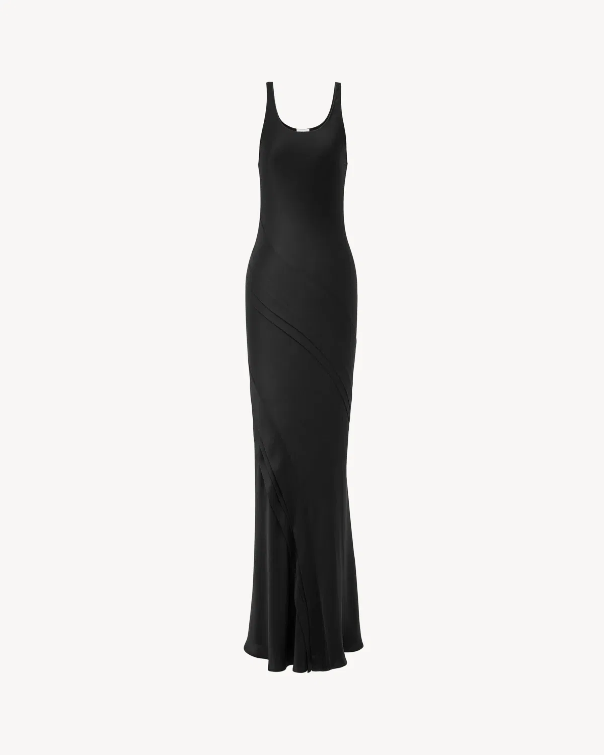 Длинное платье-майка из шелкового сатина SAINT LAURENT, черный